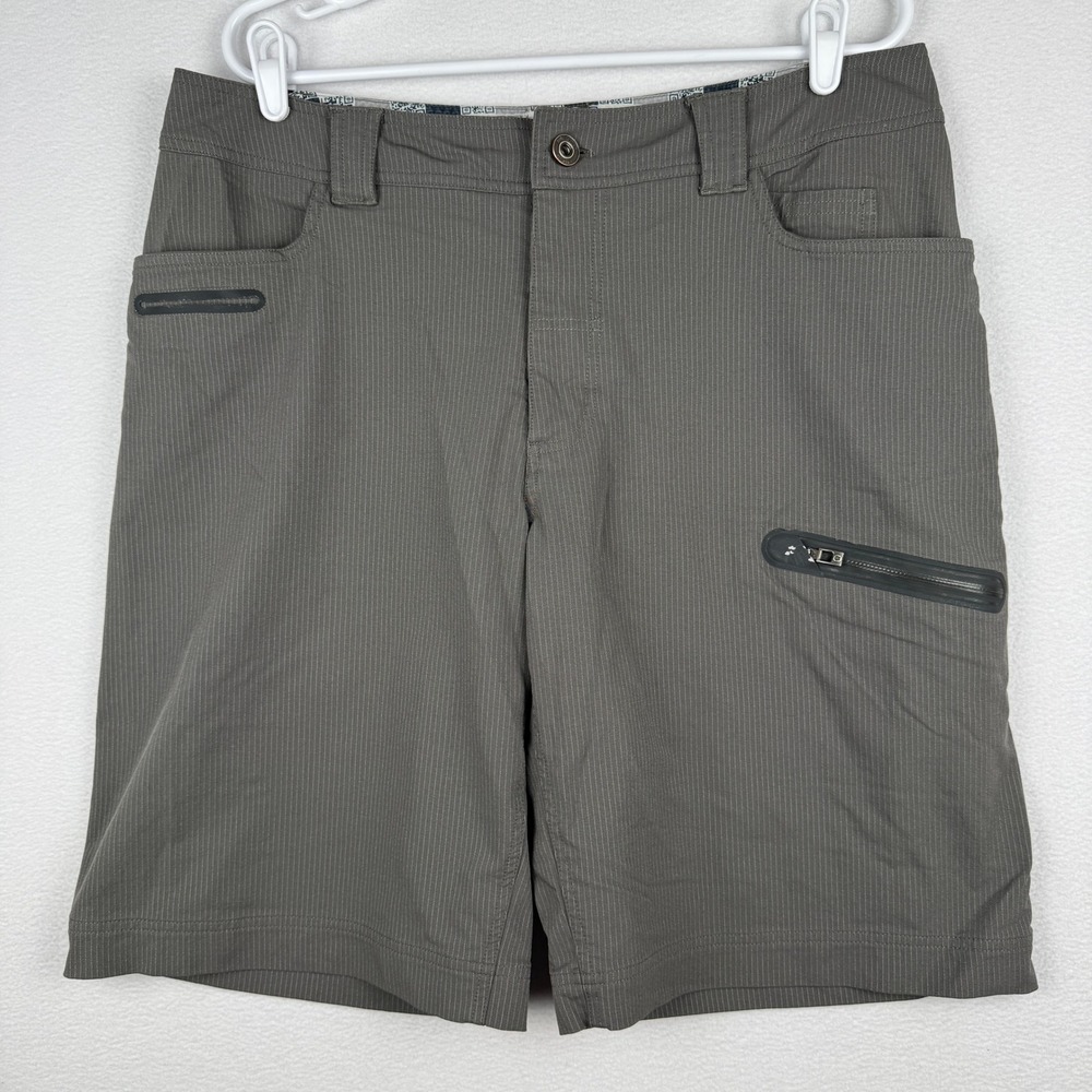 Lululemon Cadence Commute Shorts Mens 38 Gray Pinstripe Zipper Cargo Pocket
